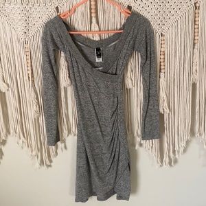 Soft gray long sleeve winter bodycon dress